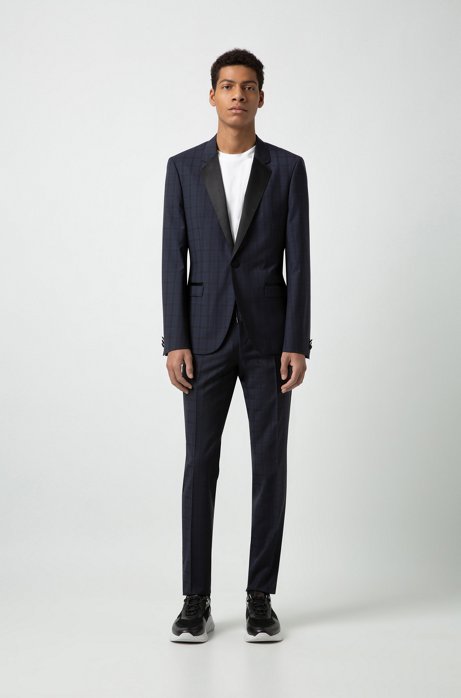 Extra-slim-fit virgin-wool suit with silk trims